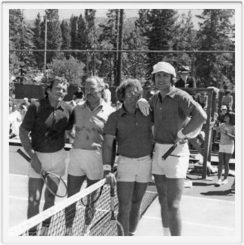 L/R Whitney, Dan Rowen, Rick Barry's Partner, Rick Barry<br>Celebrity Tournament in Lake Tahoe